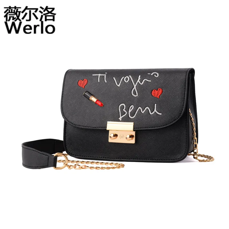 WERLO Brand Summer Handbag Women Bag Designer Lipstick Embroidery Small