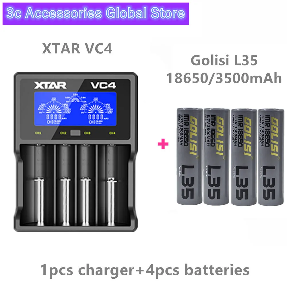 4 шт. GOLISI L35 IMR 18650 3500 мАч CDR 10A MAX 20A E-CIG аккумуляторная батарея VAPE с Nitecore I4 зарядное устройство XTAR VC4 Liitokala