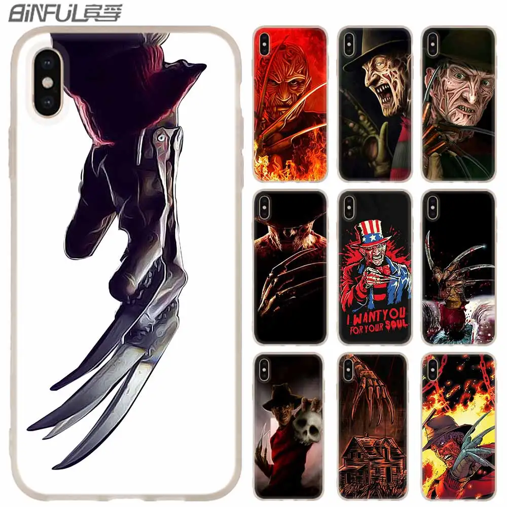 

Silicone Soft Cover Case FOR iPhone 11 Pro 2019 X XS Max XR For iPhone 5 5S SE 6S 6 4 4S 7 8 Plus Freddy Krueger