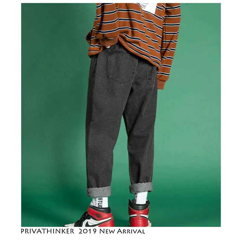 50% OFF Privathinker Men Streetwear Blue Jeans 2019 Women Black Jeans Korean Fashions Harem Pants Male Denim Pants OverSize