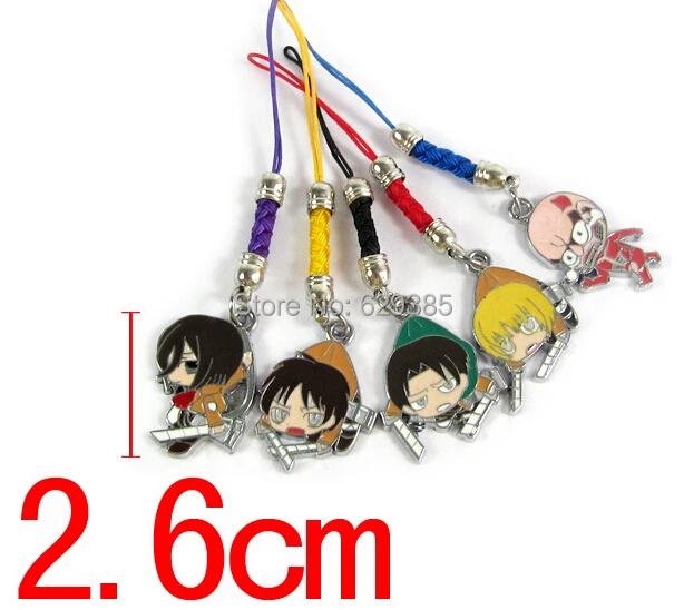 20PCS Cartoon Attack on Titan Shingeki no Kyojin Colored metal doll Mobile Phone Chain Lanyard Pendant Gift Cell Accessories | Мобильные