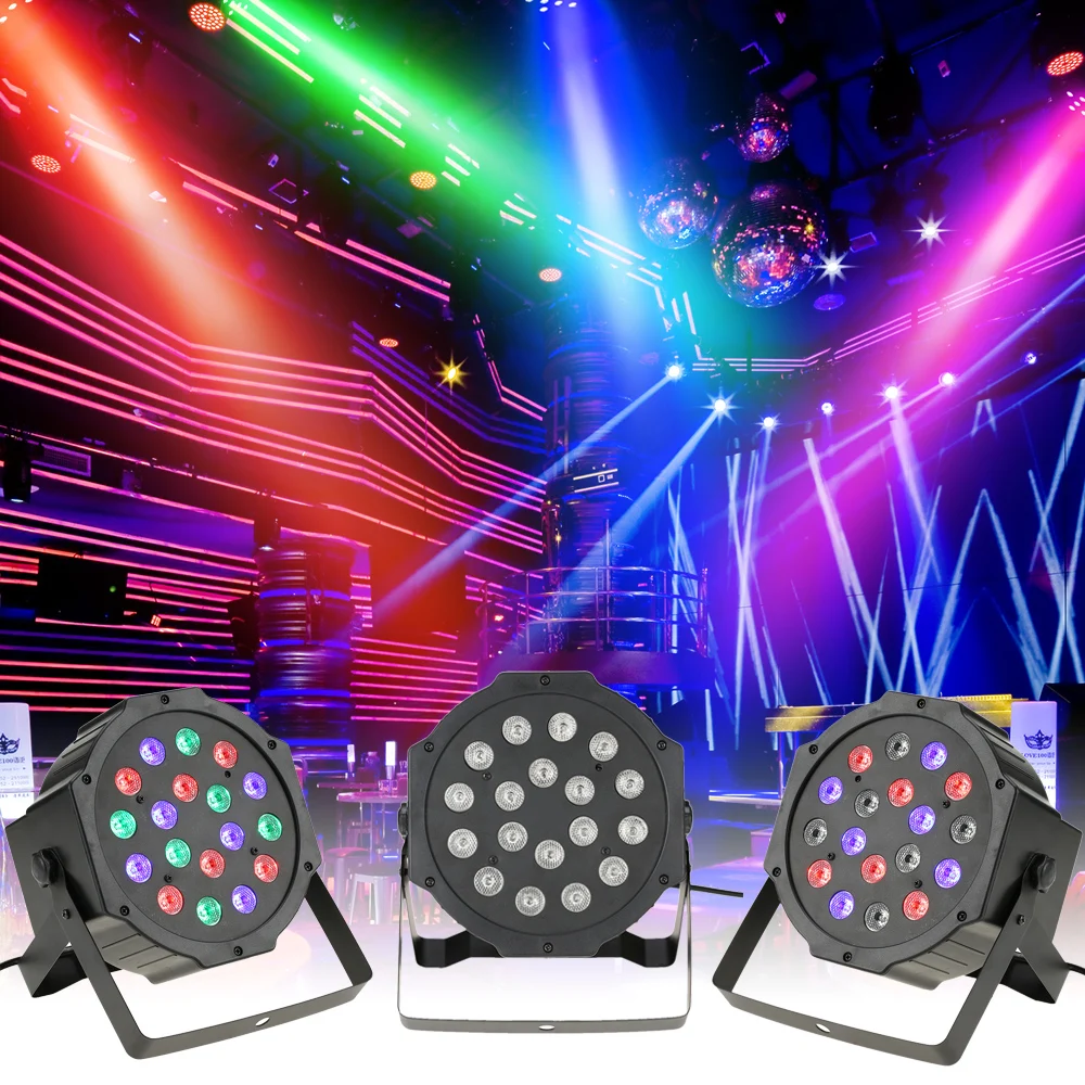 18LED 18W Remote Control Mini PAR Light RGB Wash Effect Stage Lamp Sound Activation for Wedding