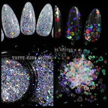 1 баночка формы смешивания Блеск переливающийся AB акриловые Блестки Блестящие неправильные осколки порошок Блестки для ногтей украшения DIY HG