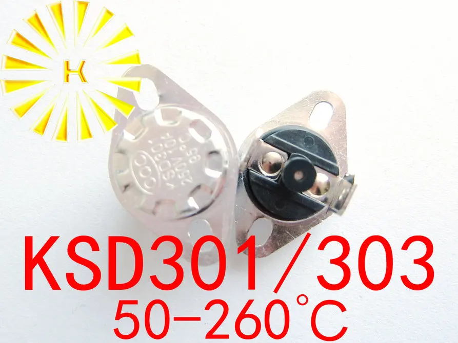 5 шт. x KSD303 50-260 градусов ручной сброс 10 А 250 В KSD301 Нормально закрытый термостат |
