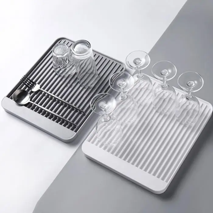 Draining Board Kitchen Diatom Mud Cutlery Cup Storage Rack Non-slip Dish Drainage Tray LAD-sale
