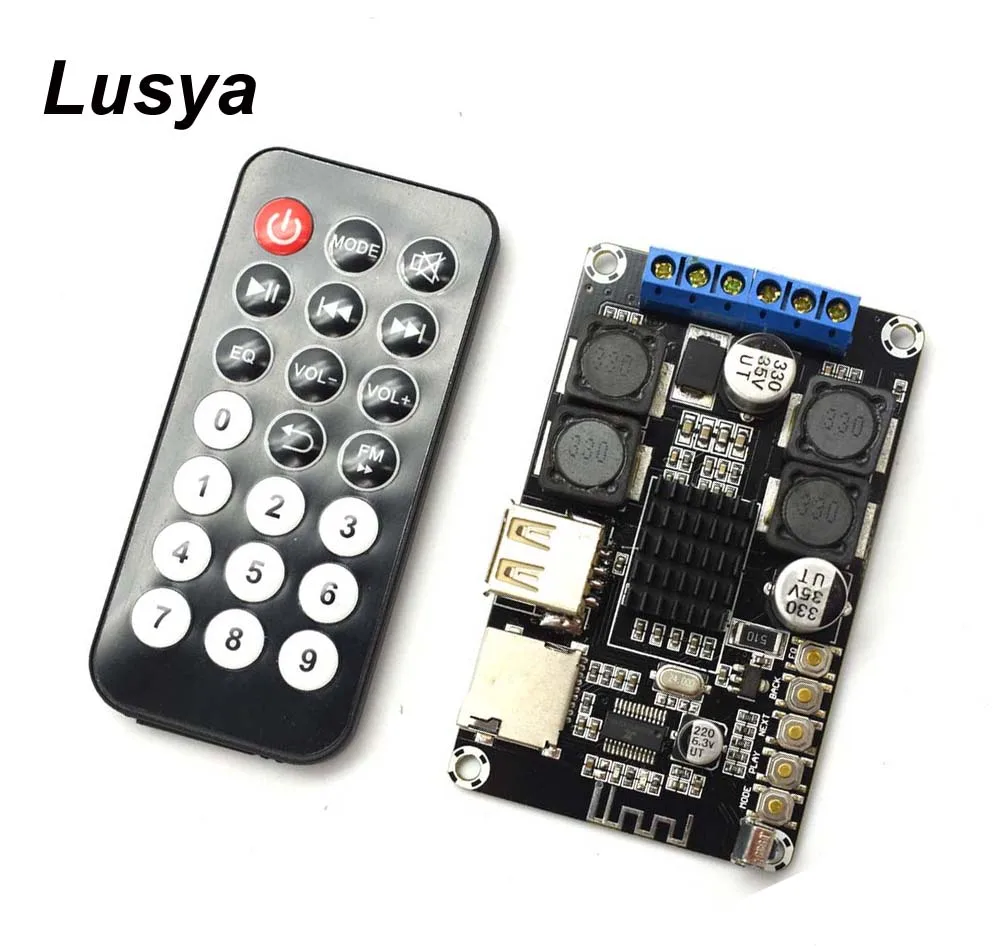 

Bluetooth Receive Amplifier Board 4 - 8 ohms 12V 50W+50W Stereo Radio Support MP3 WMA WAV FLAC with Remote Control G5-005