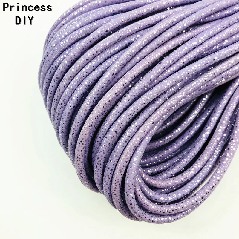 

5M/Lot Jewelry Making Finding 3mm Round Cord Glitter PU Leather Fabric Rope Strip DIY Bracelet Necklace Choker Craft Materia