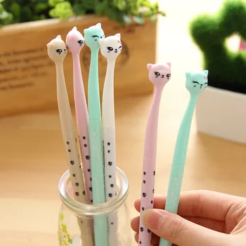 

4 Pcs/Lot Cute Lovely Cartoon Cat & Kitty Shaped Gel Pen for School Stationery & Office Supply