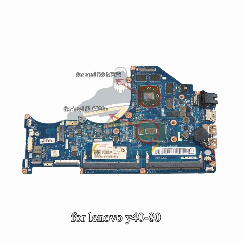 5B20H13357 LA-B131P для lenovo Y40-80 Материнская плата ноутбука i7-5500U CPU HM97 R9 M275 4 Гб DDR3L |