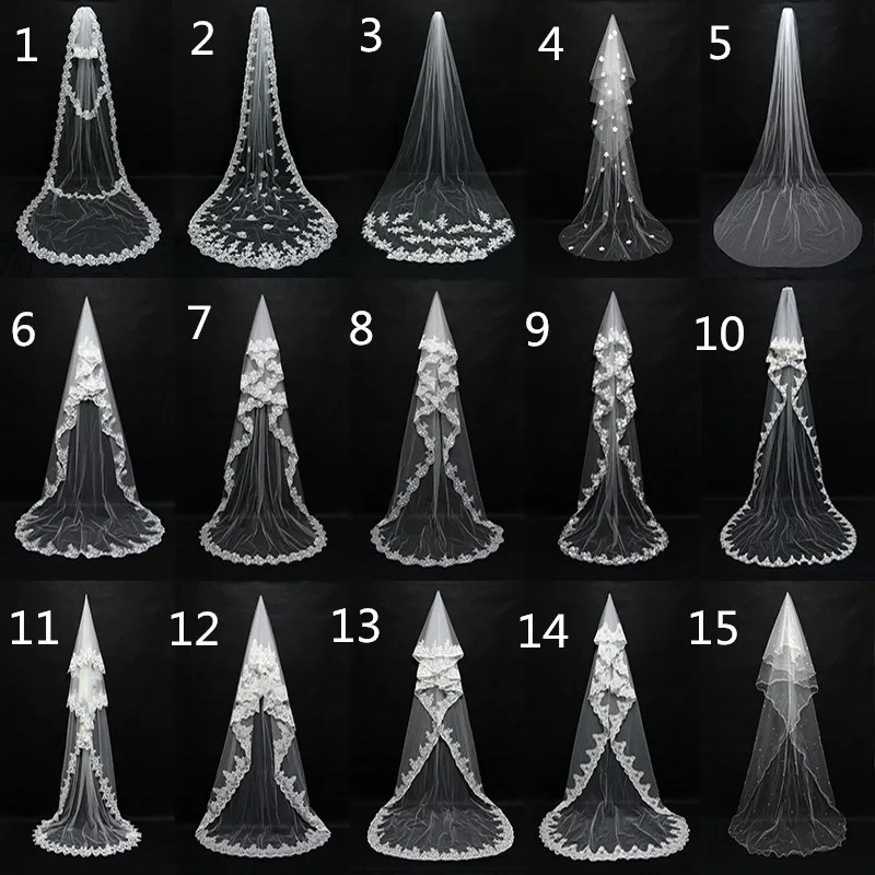 LORIE Cathedral Veil 3M Tulle Wedding Veils Short With Cut Edge Lace Bridal Veil with Comb High quality