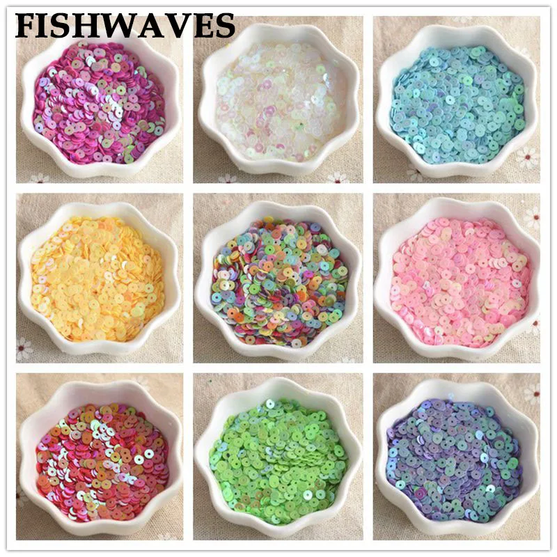 

FISHWAVES 25g(5000pcs) Paillette Multi Color 3/4/5/6mm Flat AB PVC Round Loose Sequin Sewing Wedding Craft DIY Accessories