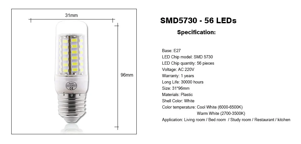 YNL лампада светодиодный светильник E27 220 В 24 36 48 56 69 72 96 Светодиодный s ампулы светодиодный кукурузная лампа SMD 5730 Bombillas светодиодный лампы домашняя люстра огни