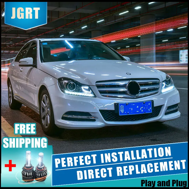  2PCS LED Headlights For Benz W204 2011-2013 Car Led Lights Double Xenon Lens Car Accessories Daytim - 32887550566