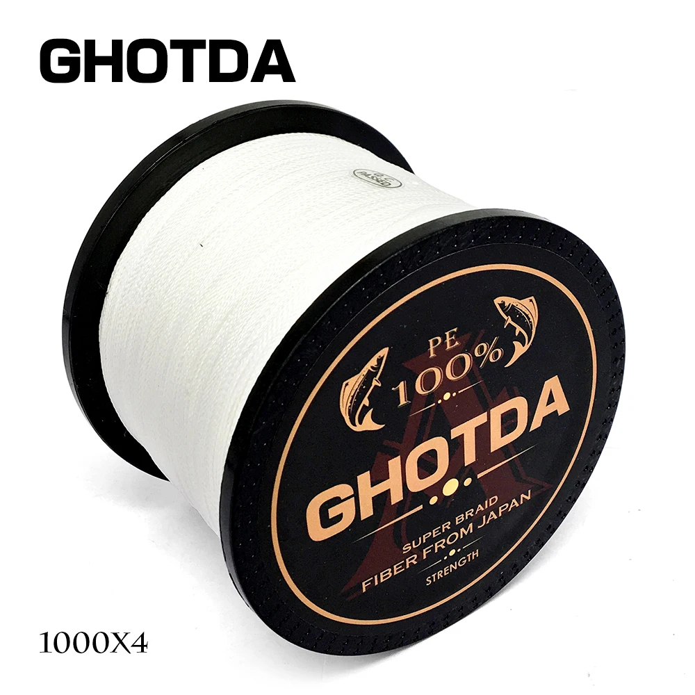 GHOTDA PE плетеная рыболовная леска белая прочная 4 нити 100 м 150 300 500 1000 | Спорт и