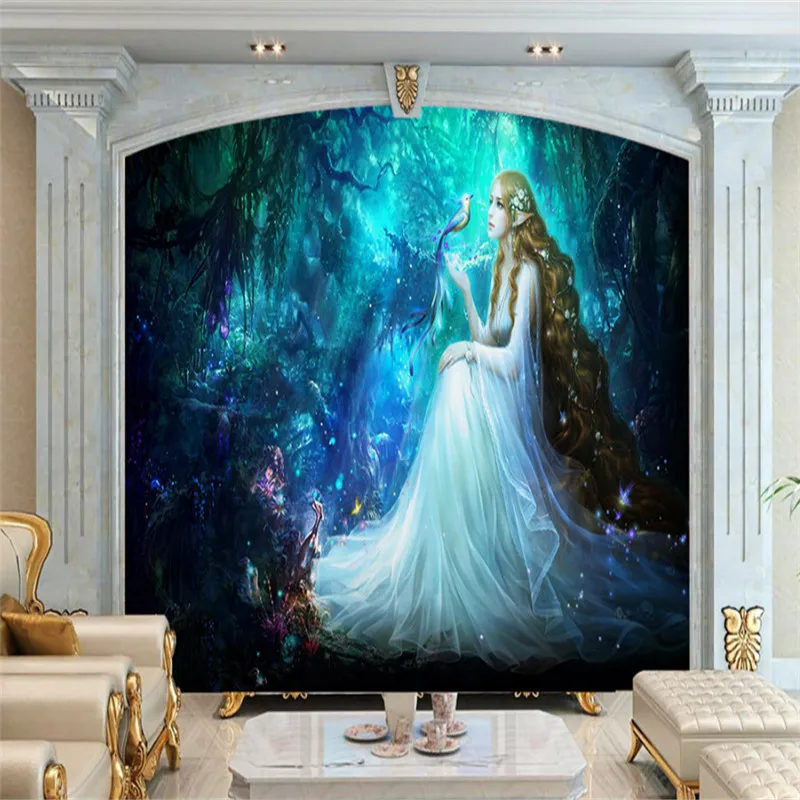 

custom european-style 3d high quality non-woven wallpaper wall 3d murals wallpaper fairy oil painting TV sofa background wall