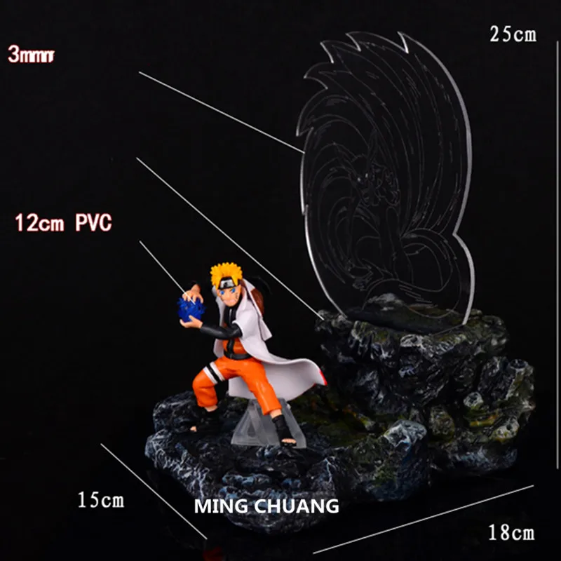 Наруто статуя Uzumaki Kurama лиса хвост зверь грудь 3D светящийся полноразмерный