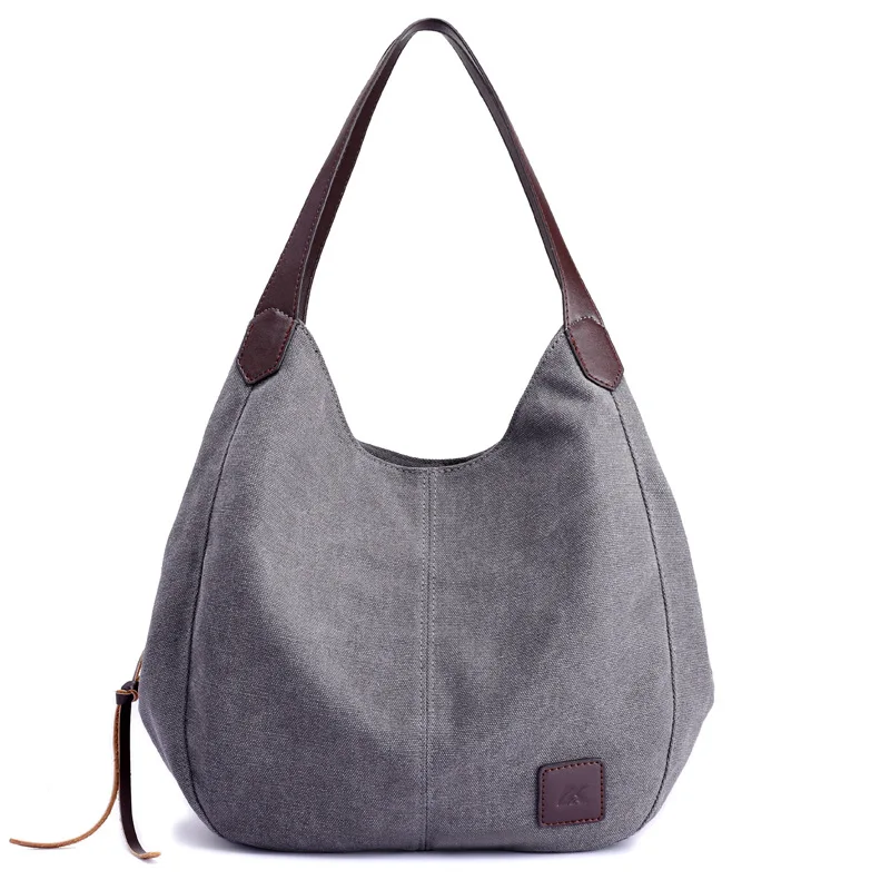 

Patchwork Women's Canvas Handbags High Quality Female Hobos Shoulder Bags Vintage Solid Color Multi-pocket Ladies Totes Bags
