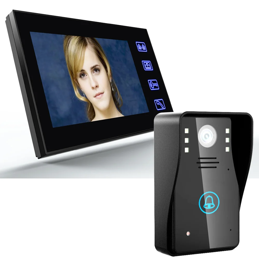 7" Video Door Phone Doorbell Touch Button Remote Unlock Night