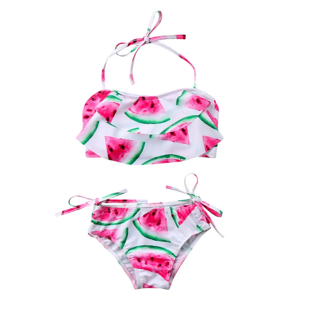 2018 Toddler Kids Baby Girl Bikini Neck Tops Watermelon Set Swimwear ...