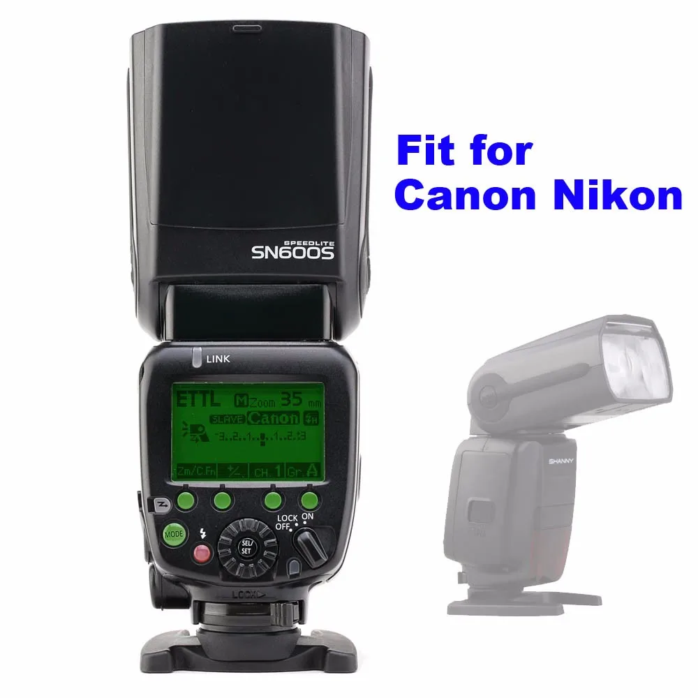

Shanny SN600S 1/8000S HSS TTL Flash LCD Panel for Canon and for Nikon Camera Fit for 600EX-RT/600EX/580EX II, SB-910/900/800/700