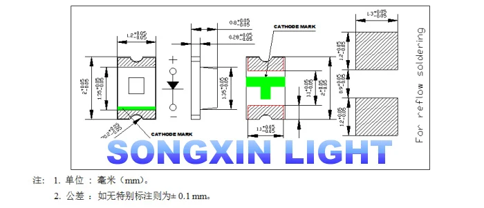 100 шт. XIASONGXIN светильник зеленый 0805 SMD светодиодный светильник диоды чистый зеленый изумруд 520-530nm 3,0-3,4 v