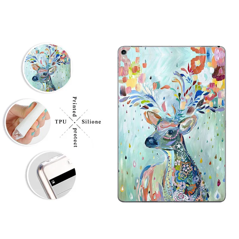 

Elk Painted Ultra Thin Tablet Cover For iPad 9-f-7 iPad Model A1474 A1475 For iPad Pro 10.5 9.7 Silicone TPU Custom DIY Case