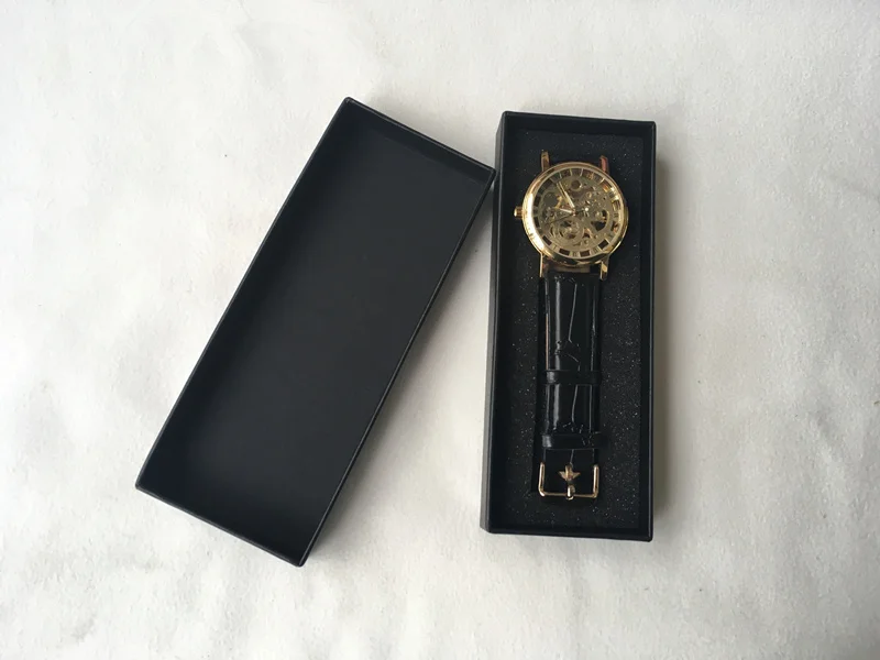Черный картон коробка для хранения часов с подушка из пены с эффектом модные часы в подарочной коробке брендовая коробка для часов Чехлы можно настроить логотип