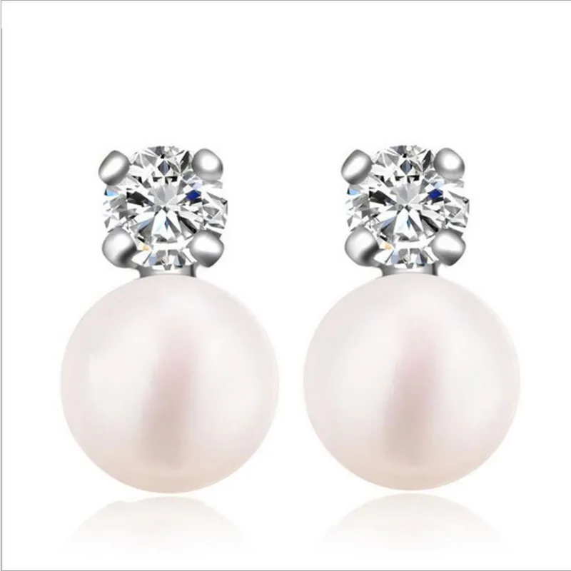 

LUKENI Trendy Women Pearl Stud Earrings For Girl Birthday Accessories Top Quality Crystal 925 Silver Earrings Female Jewelry Hot