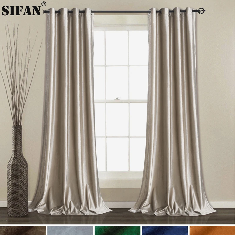 Cortinas de terciopelo italiano brillante para sala de estar cortinas para tratamiento de ventanas cortinas de acabado sólido