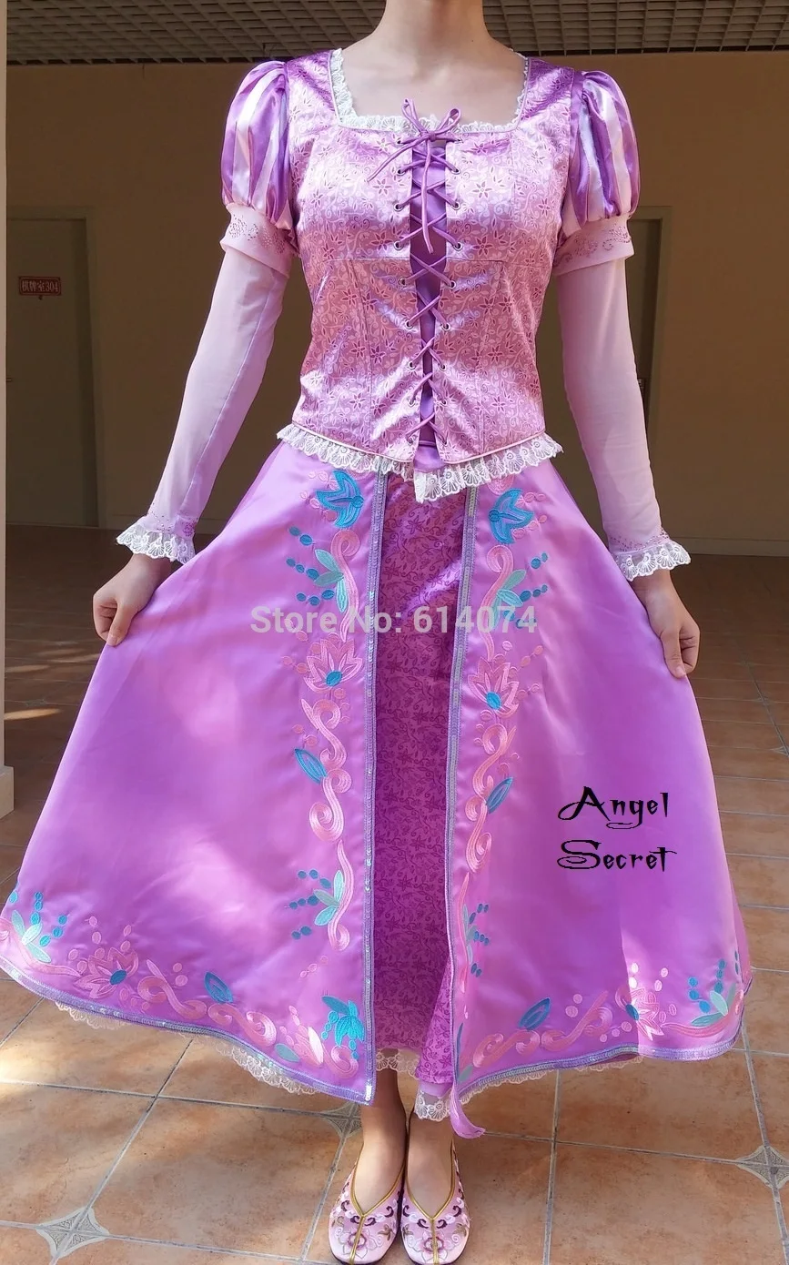 

P144 fashion New Tangled Rapunzel Princess Cosplay Costume make Adult Kids size fress shipping