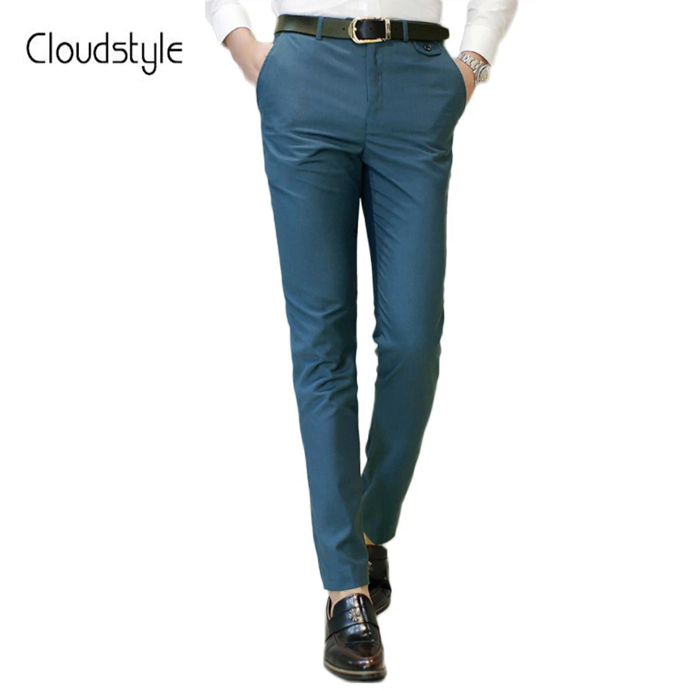 Cloudstyle 2018 New Male Fashion Blue Pants Smart Casual Style Pants