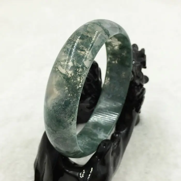 

A-6730 100% Natural Grade A Agate Chalcedony Green Jade Gem Bracelet Bangle 63mm
