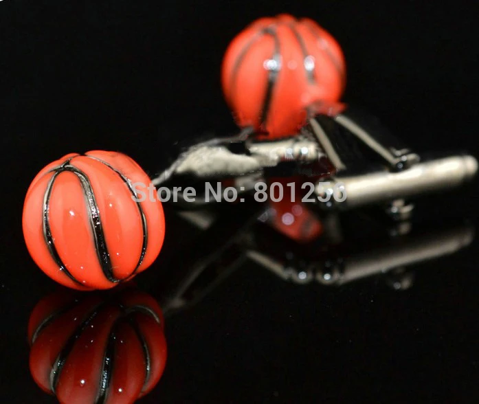 

Free shipping Basketball Cufflinks red color sport design hotsale copper material cufflinks whoelsale&retail