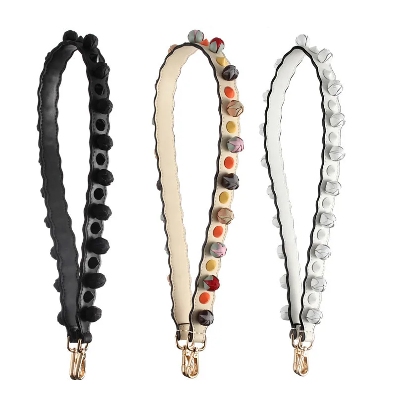 New Arrival Genuine Leather Flowers With Rivets Design 90cm Chic