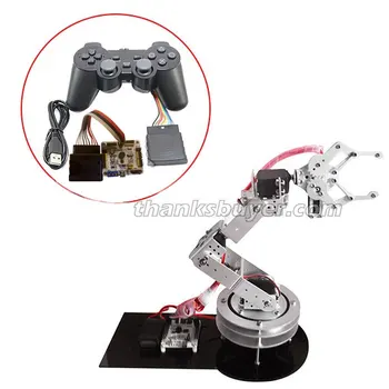 

Aluminium 6 DOF Robotic Arm Clamp Claw & 6pcs MG996R Servos & Servo Controller Full Set -Silver
