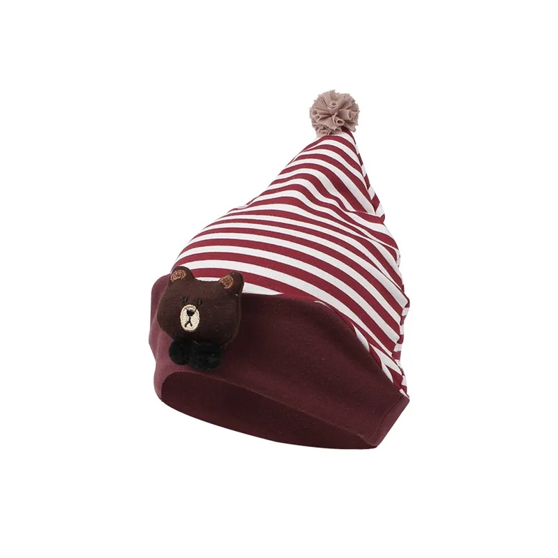 Striped Cotton Newborn Baby Hat Cartoon Bear Infant Beanie For Boys Cotton Newborn Baby Cap Spring Summer Baby Girls Clothing (15)