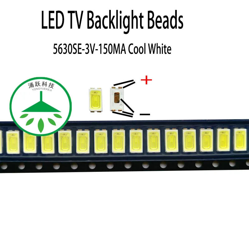 

100pcs/lot new smd led 5630se 3v 150ma lamp beads cool white for repair led lcd tv backlight bar and strip hot