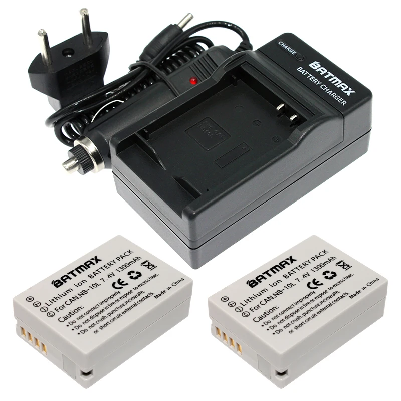 

2Pcs NB10L NB 10L Digital Camera Batteries&Charger for Canon G1X G15 G16 SX40HS SX50HS SX60HS SX40 SX50 SX60 HS Camera (1300mAh)