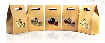 

16*10*5.5cm Kraft paper box heart shape window gift box food Paper box 200piece\lot Free shipping