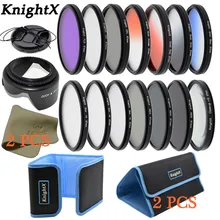 KnightX 14 filter FLD UV CPL ND Grad lens dish-cloth Lens cap for Sony Canon Nikon D5300 49MM 52MM 55MM 58MM 62MM 67MM 72MM 77MM