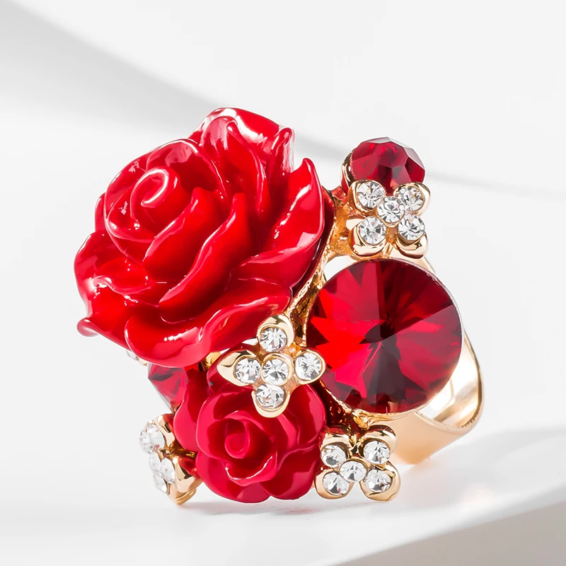 H: HYDE Ретро Оригинальное кольцо для женщин китайский узел Национальный Ветер кольцо палец Красная роза цветок ручной работы ювелирные изделия для женщин