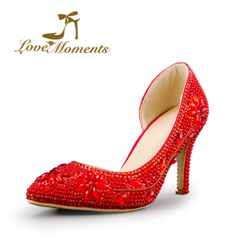

Sexy Thin High Heel woman Pumps Delicate handmade pearls crystal Ladies Pointed Toe shoes wedding shoes party dress shoes