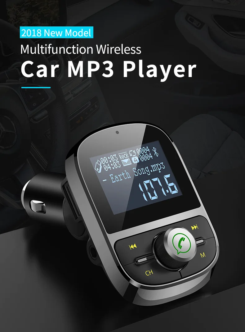 Автомобильный MP3-плеер fm-передатчиком Bluetooth Hands-Free Car Kit аудио MP3 модулятор 1.44 дюймов Дисплей 2.1A USB Автомобильное Зарядное устройство