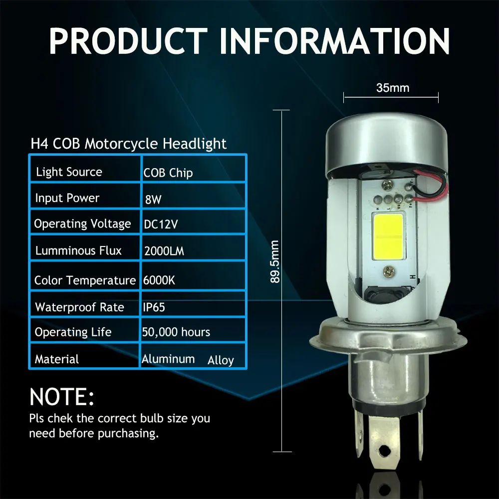 H4 P43t HS1 светодиодный фары для мотоцикла 2000Lm COB Светодиодный фонарь 6500K белый скутер DRL Противотуманные фары для Suzuki 12V