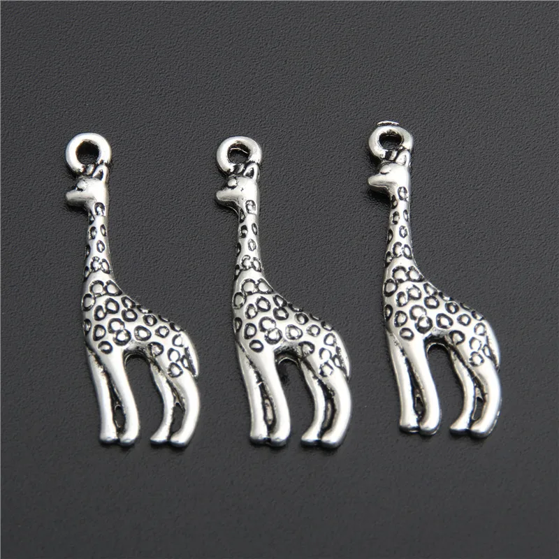 20pcs Silver Color Charms Giraffe Pendant Fit Bracelets Necklace DIY Metal Jewelry Making A2761