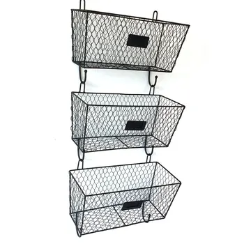 

3pcs Hanging Rack Storage Basket Wire Letter Mail Mount Metal Rack Basket Vintage Triple Organizer Office Home Suppies