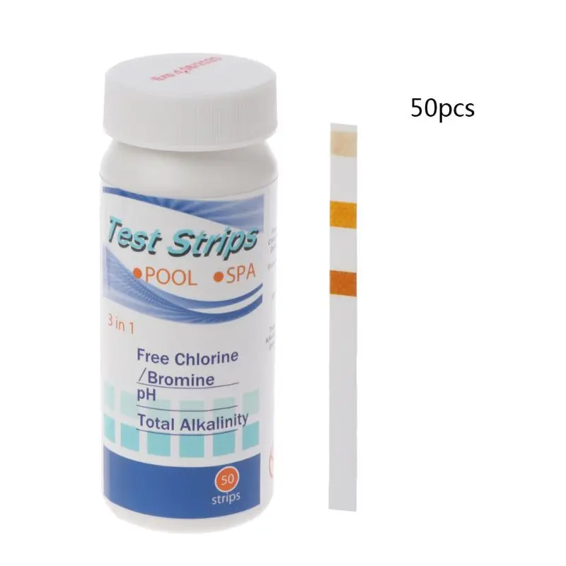 

50Pc 3-in-1 One-Minute Swimming Pool Spa Water PH Chlorine Hardness Test Strips