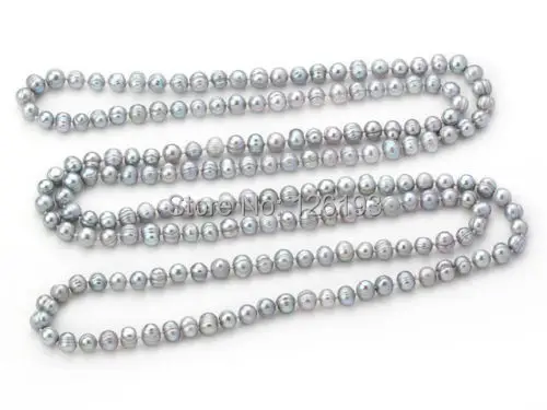 

Nice Long rope 8-9mm Natural Grey Freshwater Pearl Necklace - 160cm of Pearls