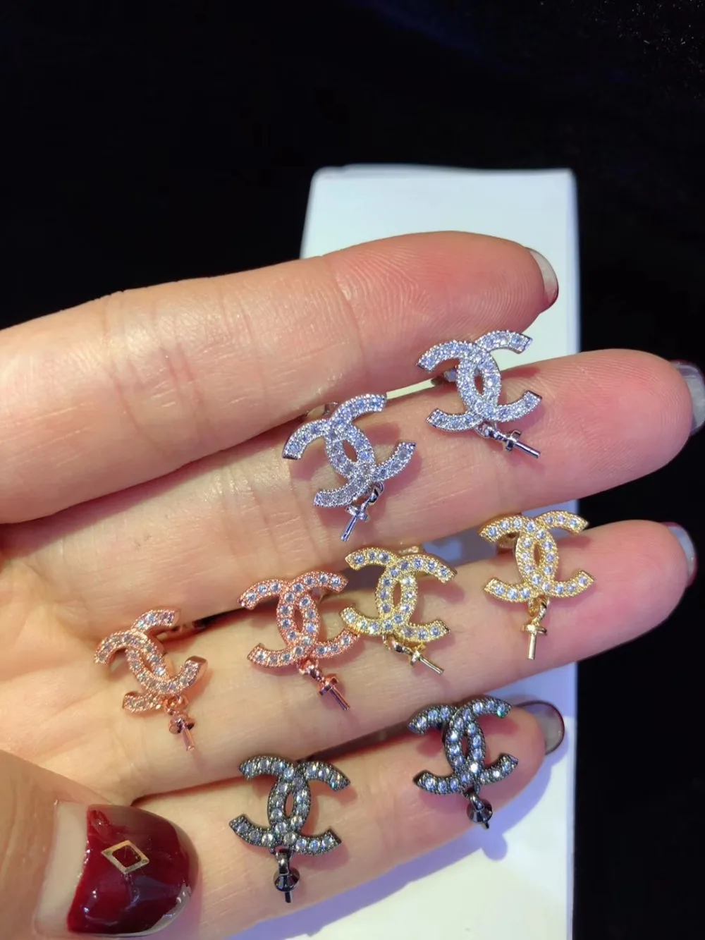

Y041 1 Pair Golden Plated Paved CZ Cubic Zirconia Earrings Back Cap Jewelry Connector DIY Fine Jewellery Making