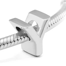 Стерлингового серебра 925 пробы очаровательные Argent Алфавит буквы Y бусины для изготовления ювелирных изделий Подходит браслет или ожерелье с Шармами